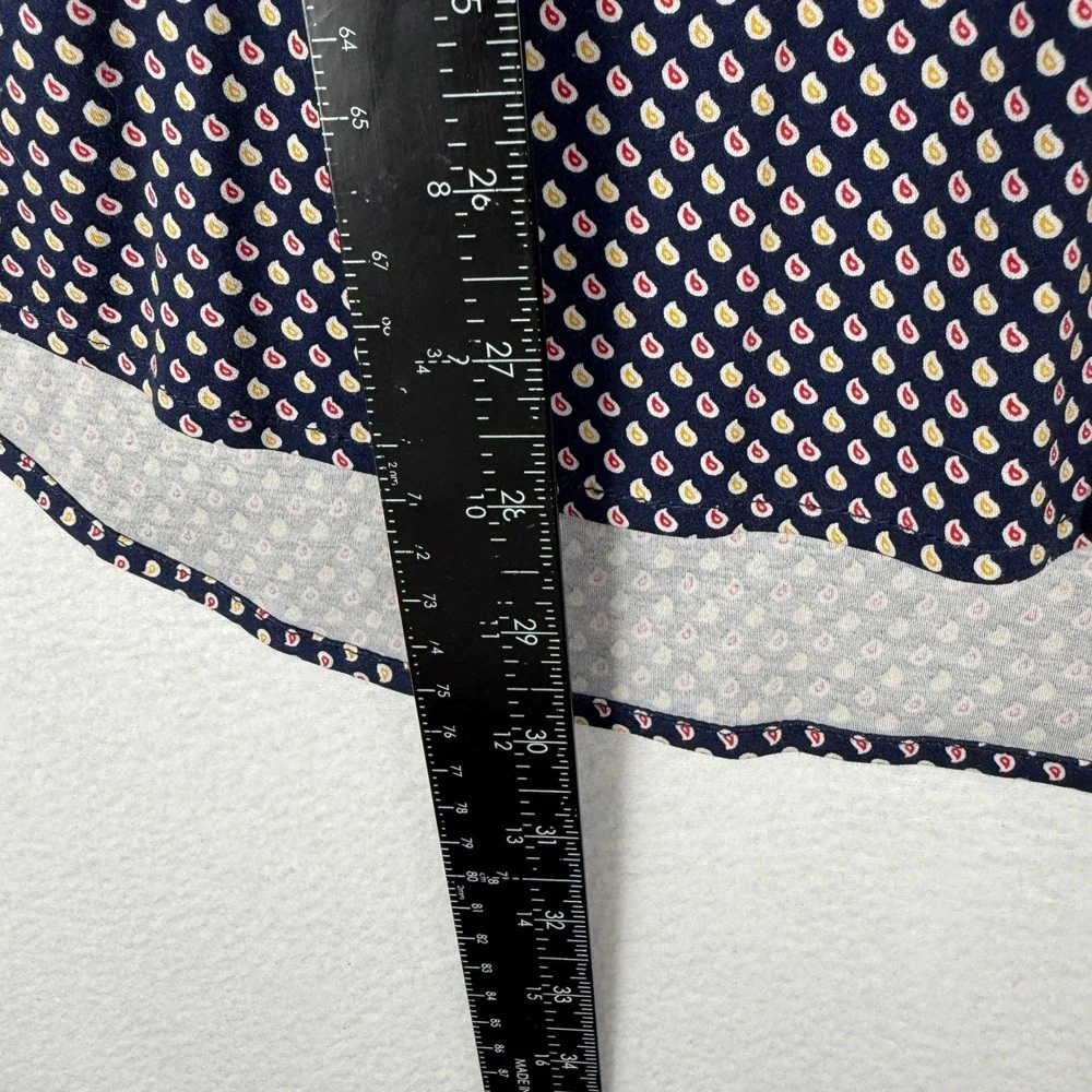 Buttercloth Mens L Navy Blue Paisley Print AOP Long Sleeve Button‎ Up Shirt